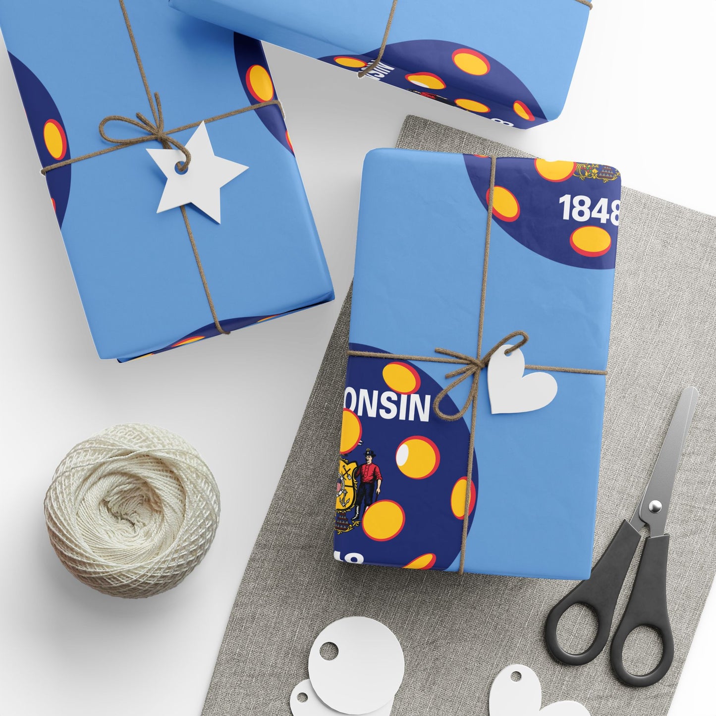 Pickleball Gift Wrap, Wisconsin State Flag