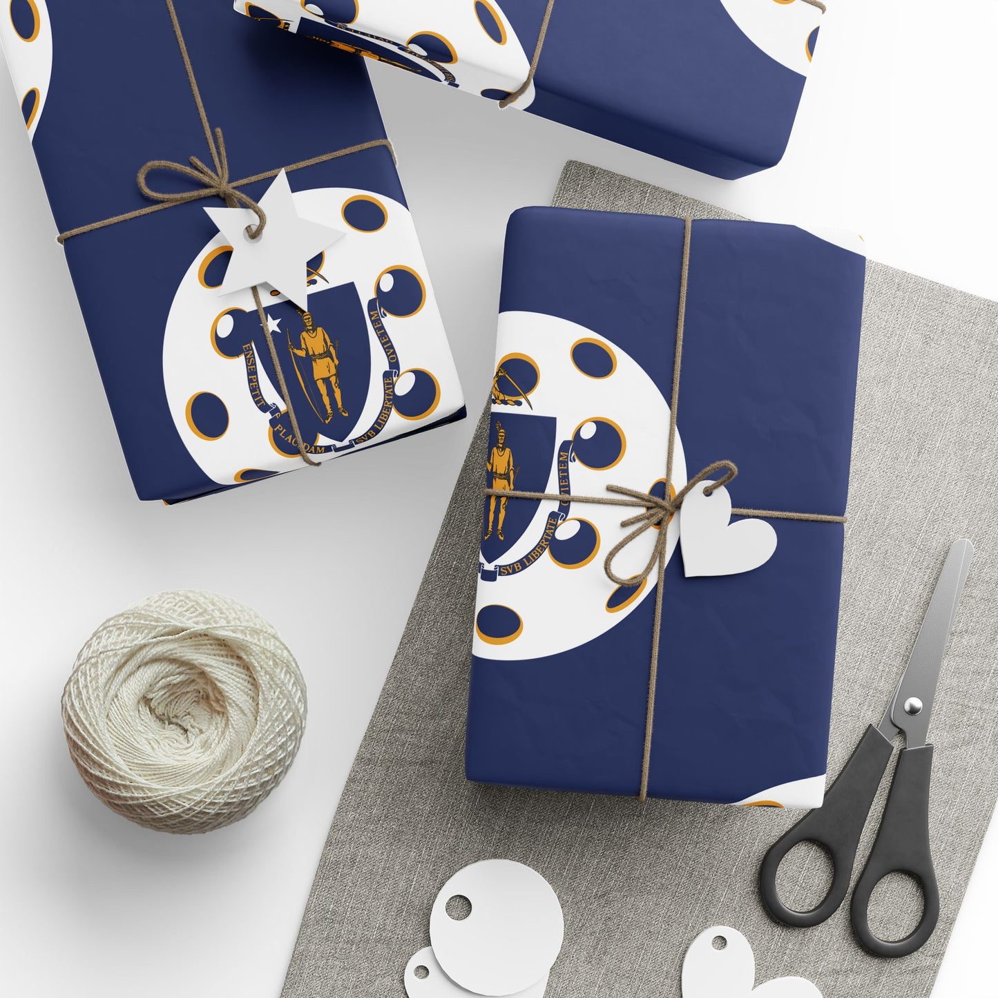 Pickleball Gift Wrap, Massachusetts State Flag