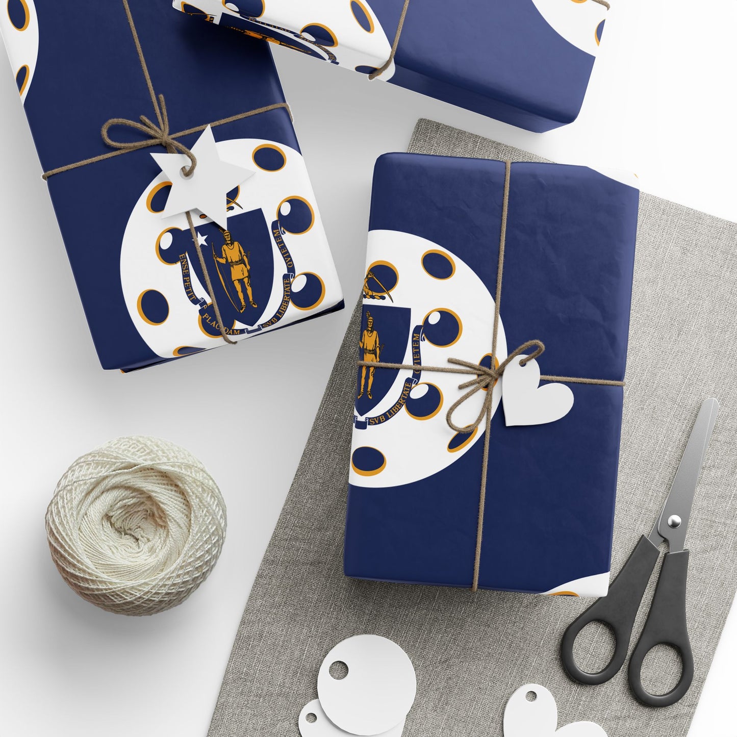 Pickleball Gift Wrap, Massachusetts State Flag