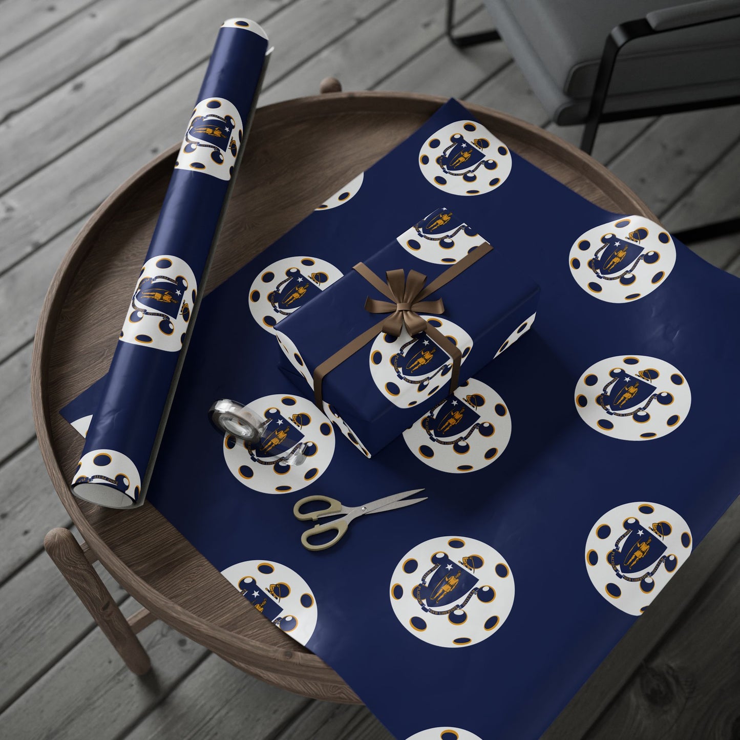 Pickleball Gift Wrap, Massachusetts State Flag