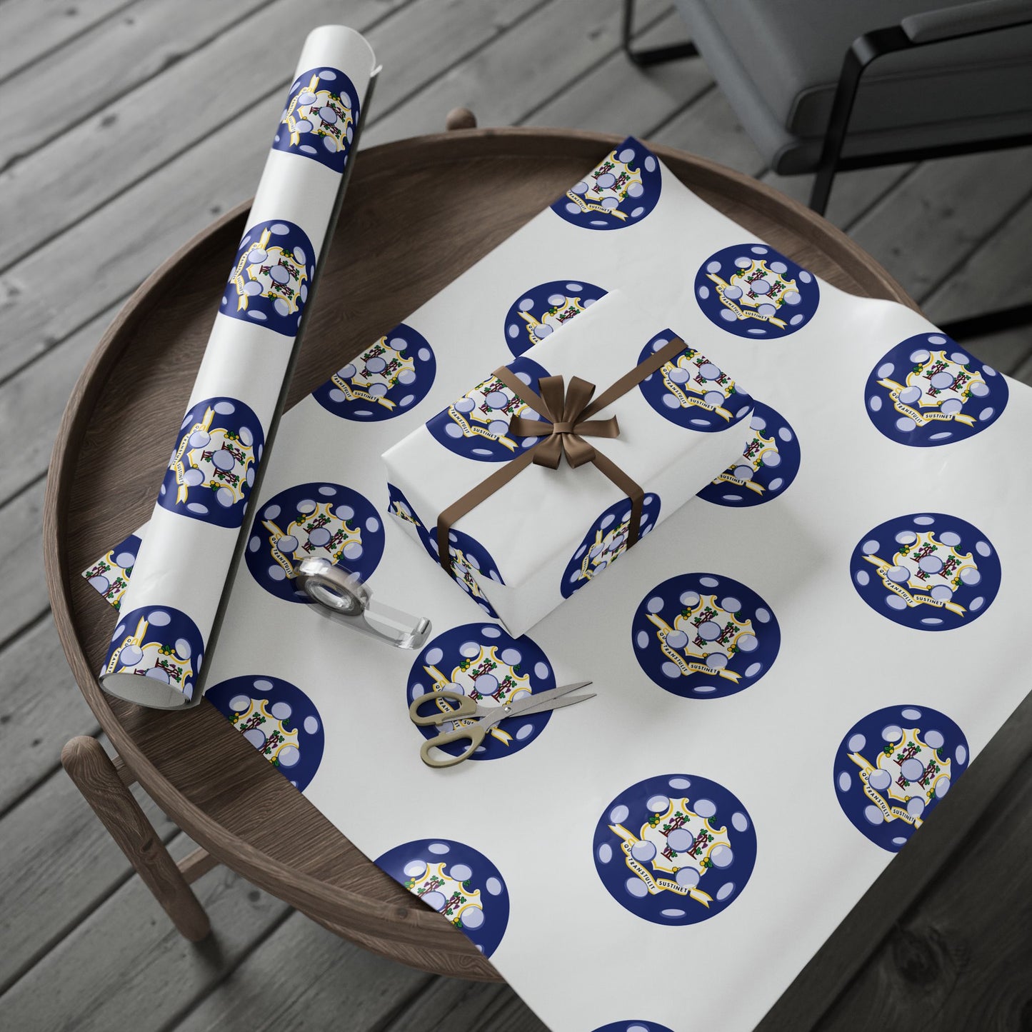Pickleball Gift Wrap, Connecticut State Flag