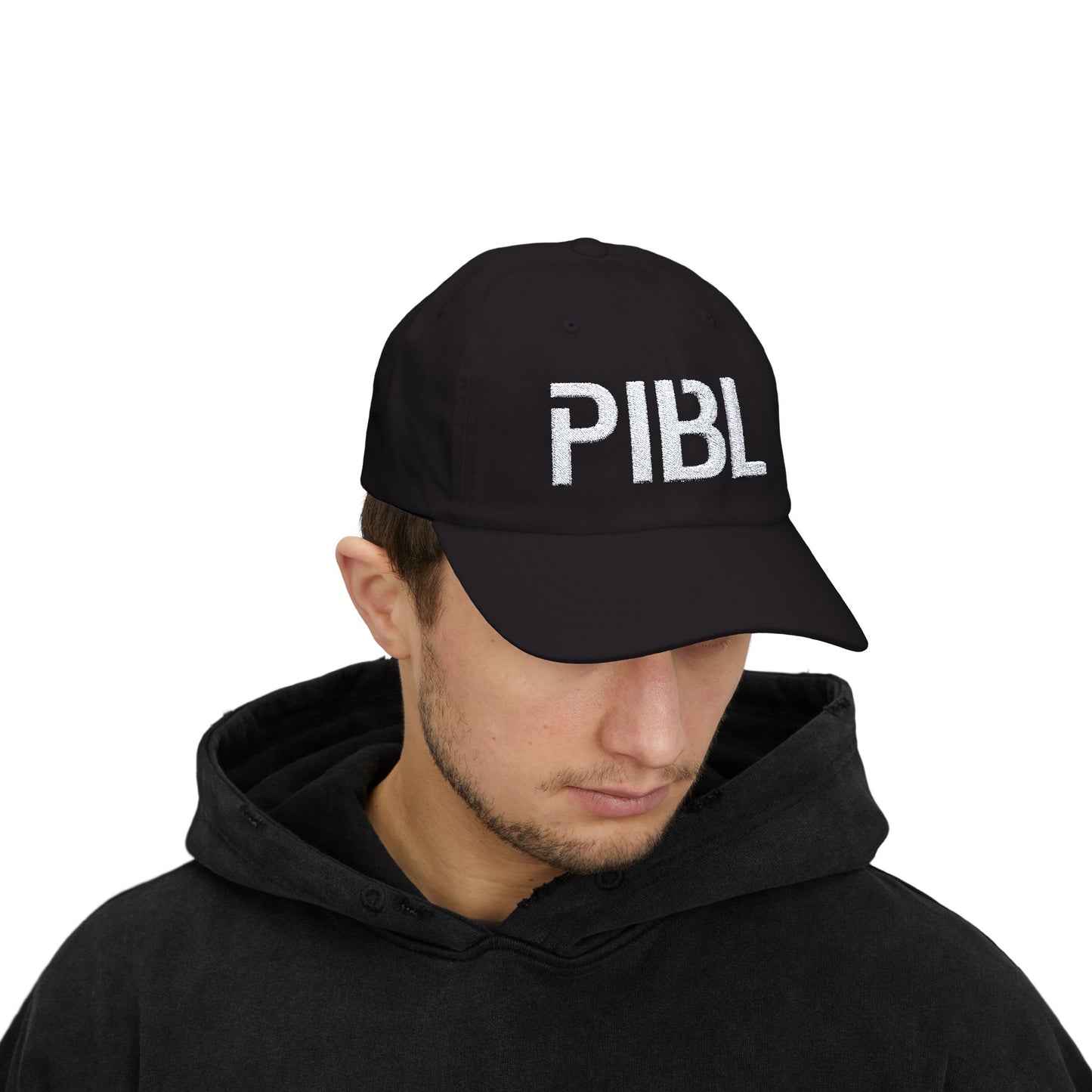 PIBL Classic Cap, Black with White Embroidered Logo