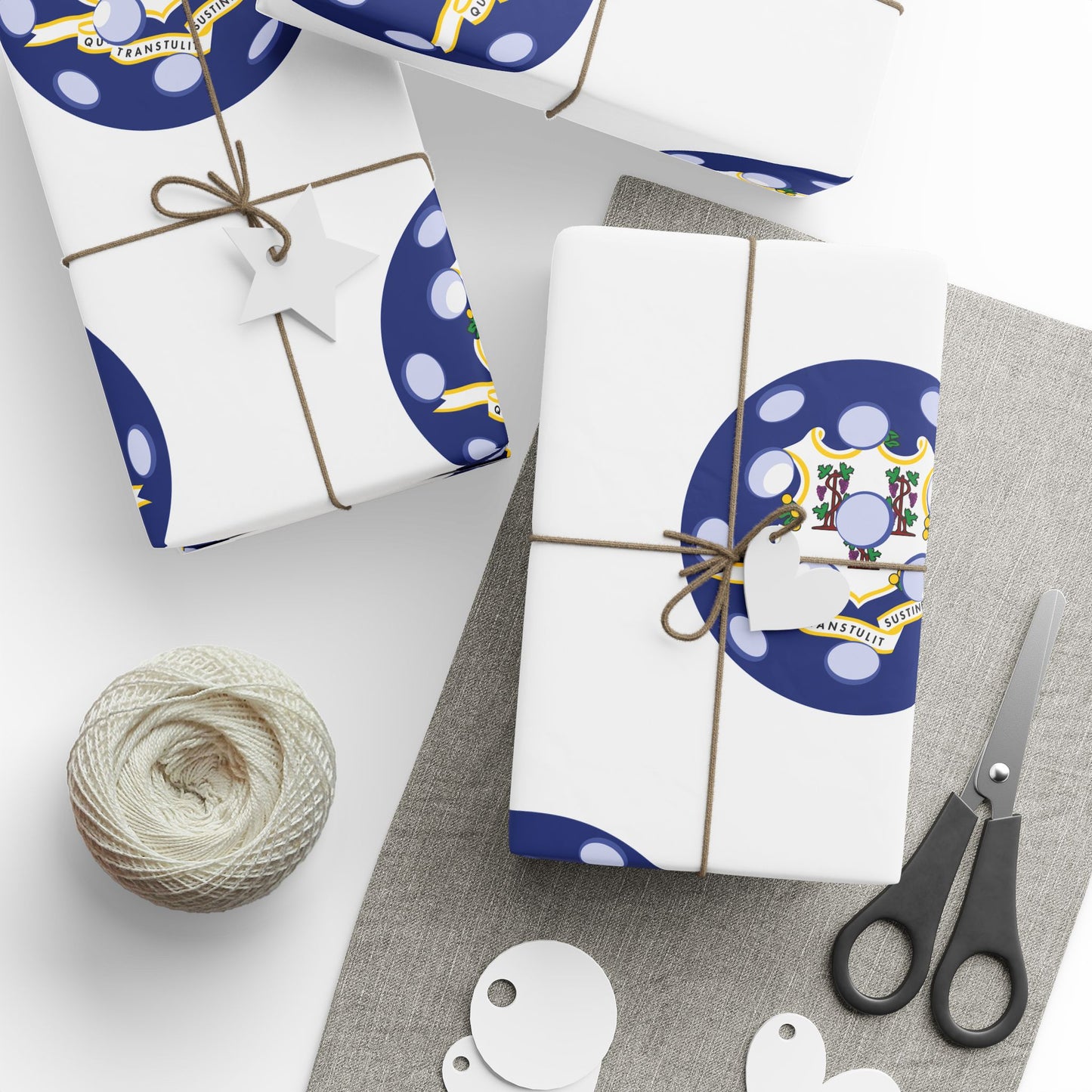 Pickleball Gift Wrap, Connecticut State Flag