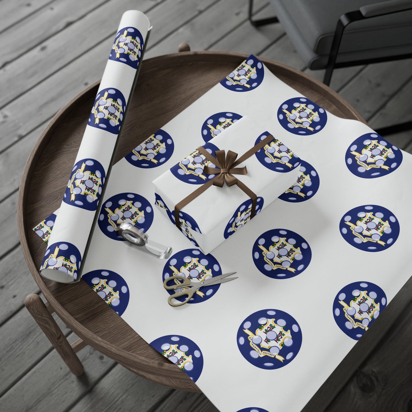 Pickleball Gift Wrap, Connecticut State Flag